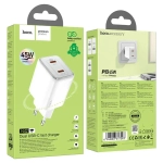 Сетевое зарядное устройство Hoco (N42) Elogiado 2xType-C/PD 45W charger (EU) (белый)