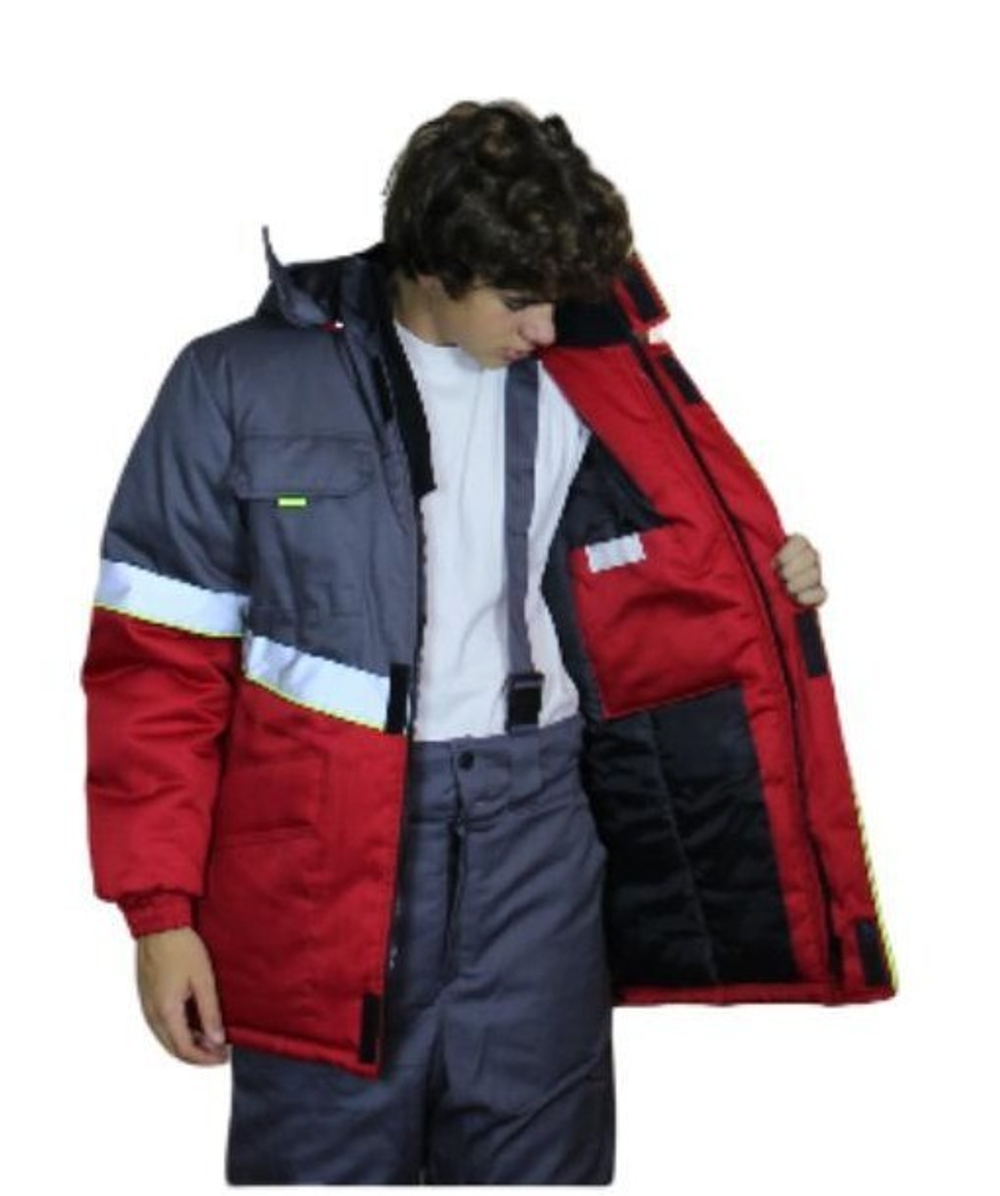 Куртка зимняя мужская «СЕВЕРНАЯ ШИРОТА» цв.серый/красный