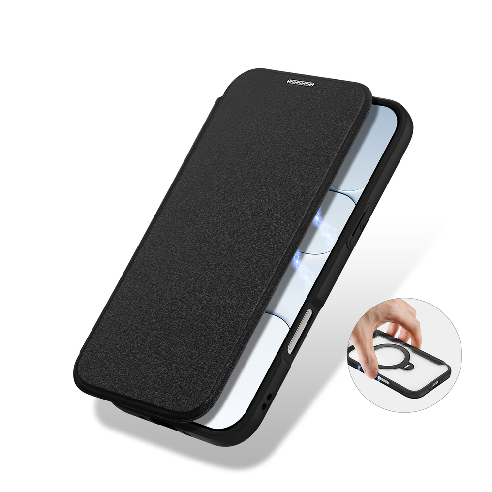 Чехол книжка с поддержкой MagSafe от Dux Ducis для iPhone Air, серия Skin X Pro Series Case (версия с магнитной откидной подставкой)