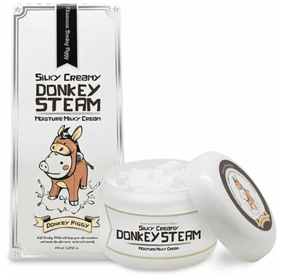 Увлажняющий паровой крем для лица на основе ослиного молока Elizavecca Silky Creamy donkey steam moi