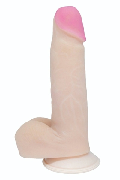 Реалистичный фаллоимитатор с нежно-розовой головкой - 18,5 см. (Цвет: телесный)