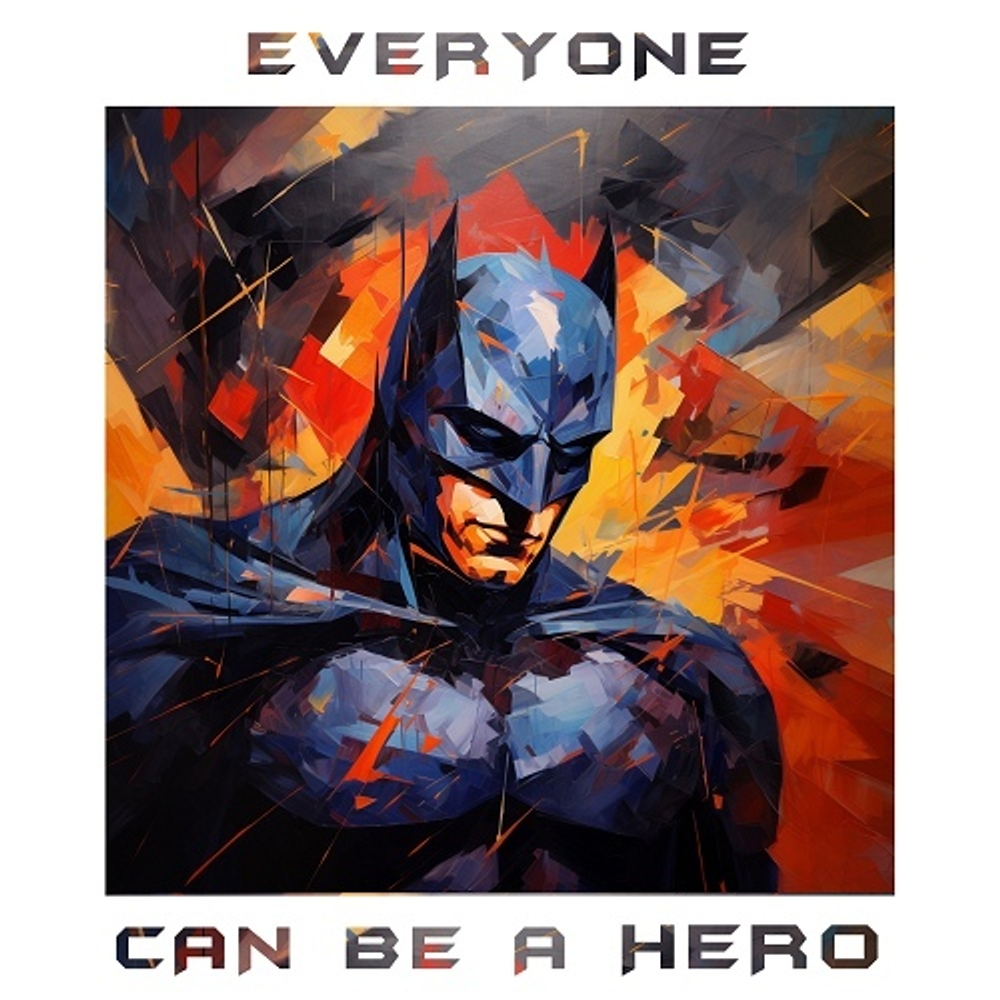 принт PewPewCat с Бэтменом Everyone can be a hero белый
