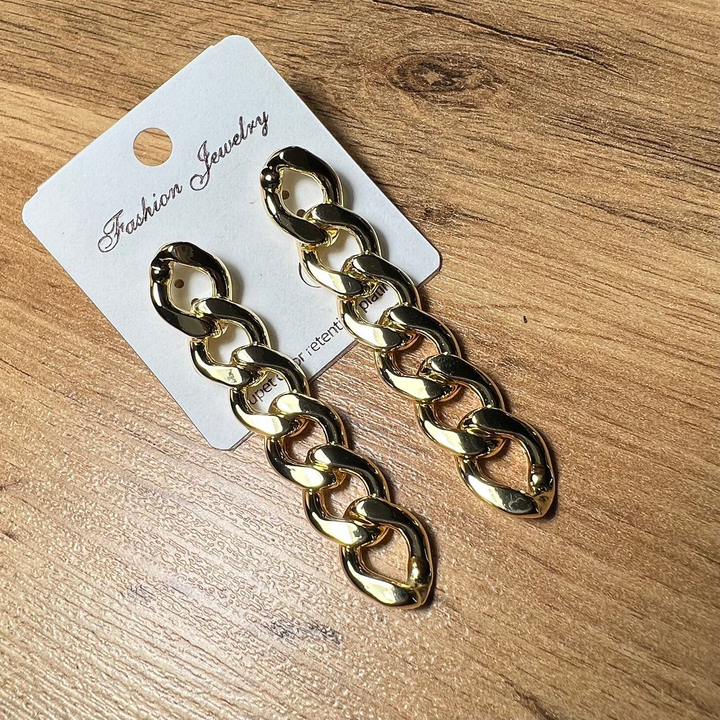 Серьги "Цепи" 6 звеньев панцерное 15 мм металл цвет золотистый желтый