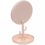 Зеркало настольное с органайзером «Kaktus», цвет коралловый, 17см