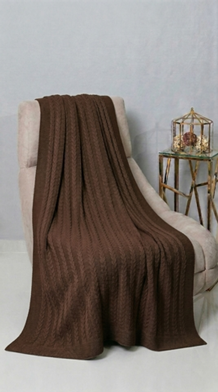 Плед 130x170 Косы ПД039-13 коричневый