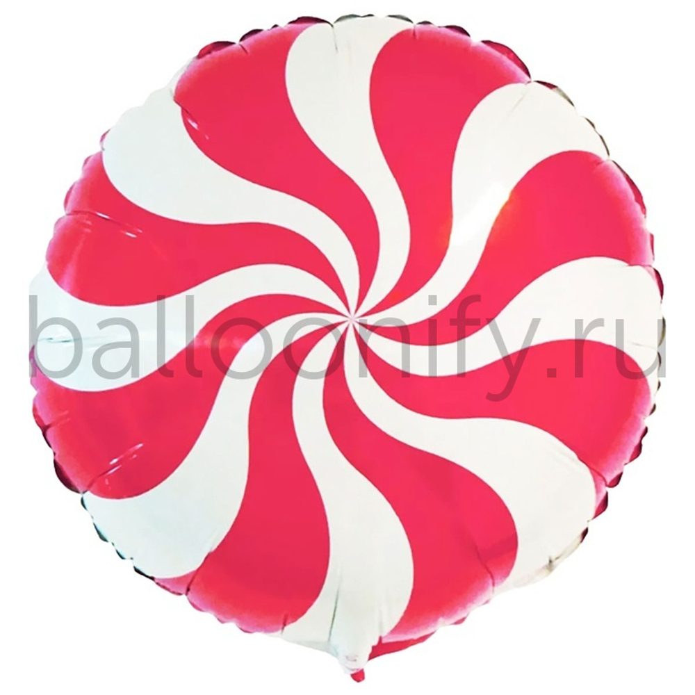 Фольгированная фигура, круг, Конфета розовая/FM,18"/46СМ