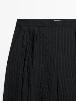 Massimo Dutti Струящиеся брюки-саруэль из льняной смеси, черный