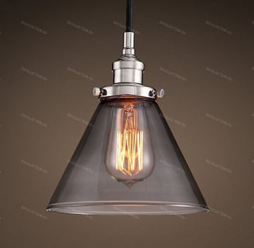 Потолочный светильник 20TH C. FACTORY FILAMENT SMOKE GLASS FUNNEL Restoration Hardware