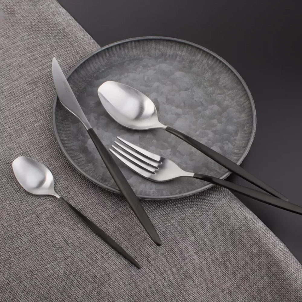 Набор столовых приборов 24 предмета на 6 персон Cristema Rabat матовая сталь/черный