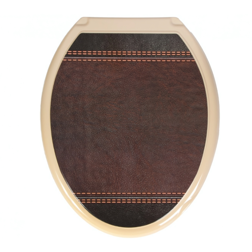 Крышка унитаза "ДЕКОР" фото принт "КОЖА" бежевый РП-813КБ