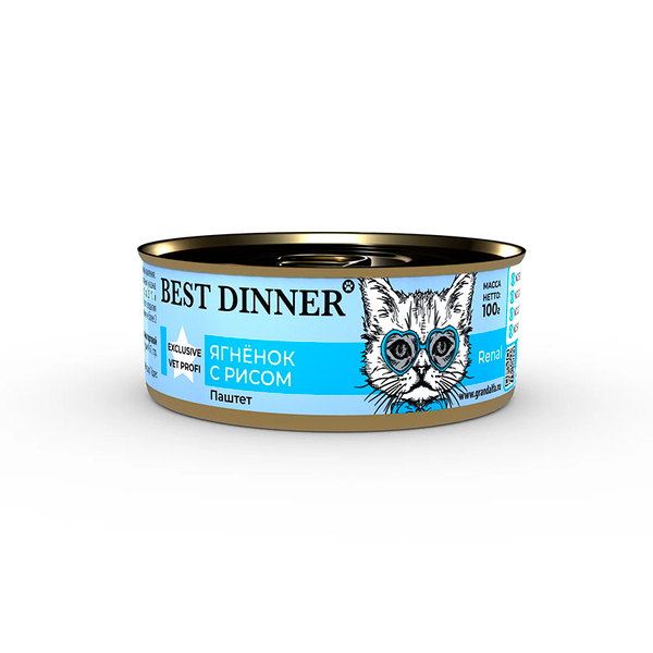 Паштет Best Dinner Vet Profi Renal ягненок рис ренал 100г для кошек с 6 мес.при болезнях почек