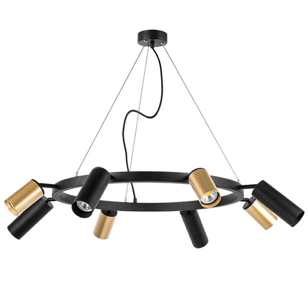 LR018404874 Люстра RULLO 8х50W GU10 ЧЕРНЫЙ/ЗОЛОТО (571018+214440-4+214487-4)