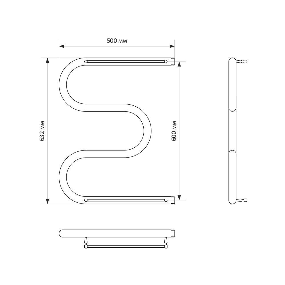 Полотенцесушитель MIXLINE SIMPLE M 60х50 1'' ПОЛКА