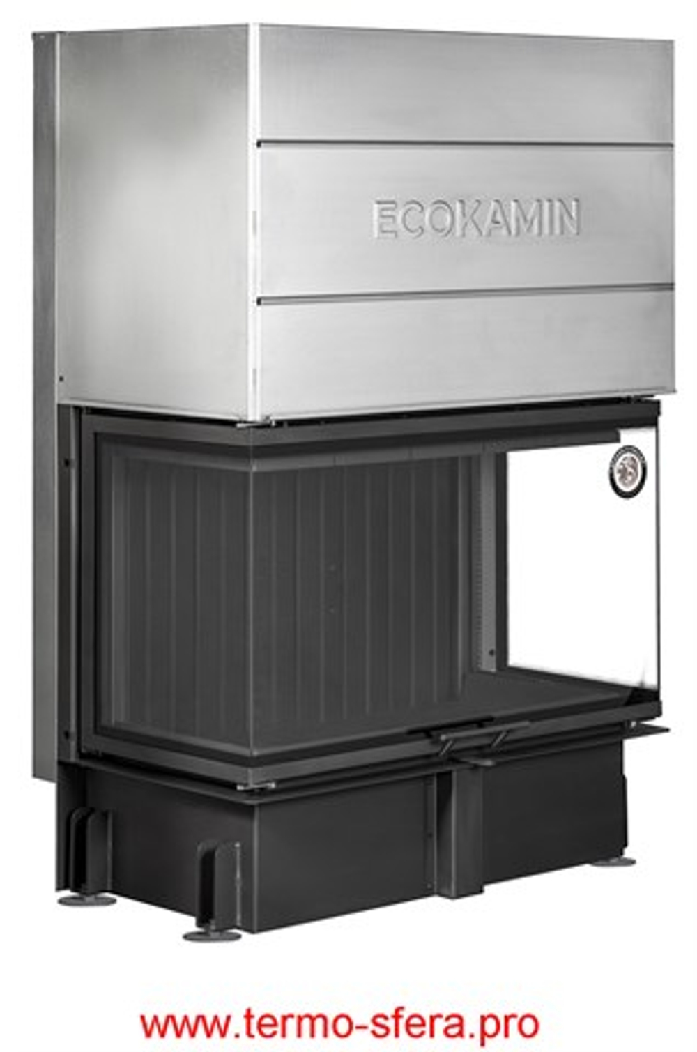 Каминная топка Экокамин ДЕЛЬТА 1200х800х450 PB три стекла подовая черный шамот
