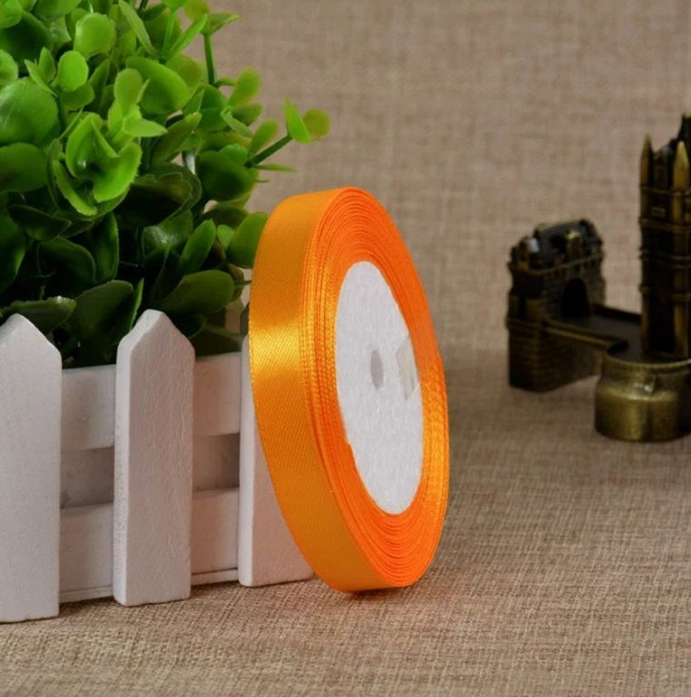 Лента атласная 12 мм  (23 метра, цвет №17 оранжевый)