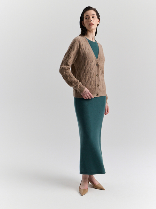 Кашемировый кардиган с косами