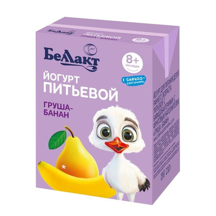 Йогурт детский питьевой с бифидобактериями "Груша-банан" 2,6% 210г Беллакт