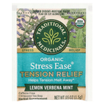 Traditional Medicinals, Organic Stress Ease®, средство для снятия напряжения, лимонная вербена и мята, без кофеина, 16 чайных пакетиков в упаковке, 24 г (0,85 унции)