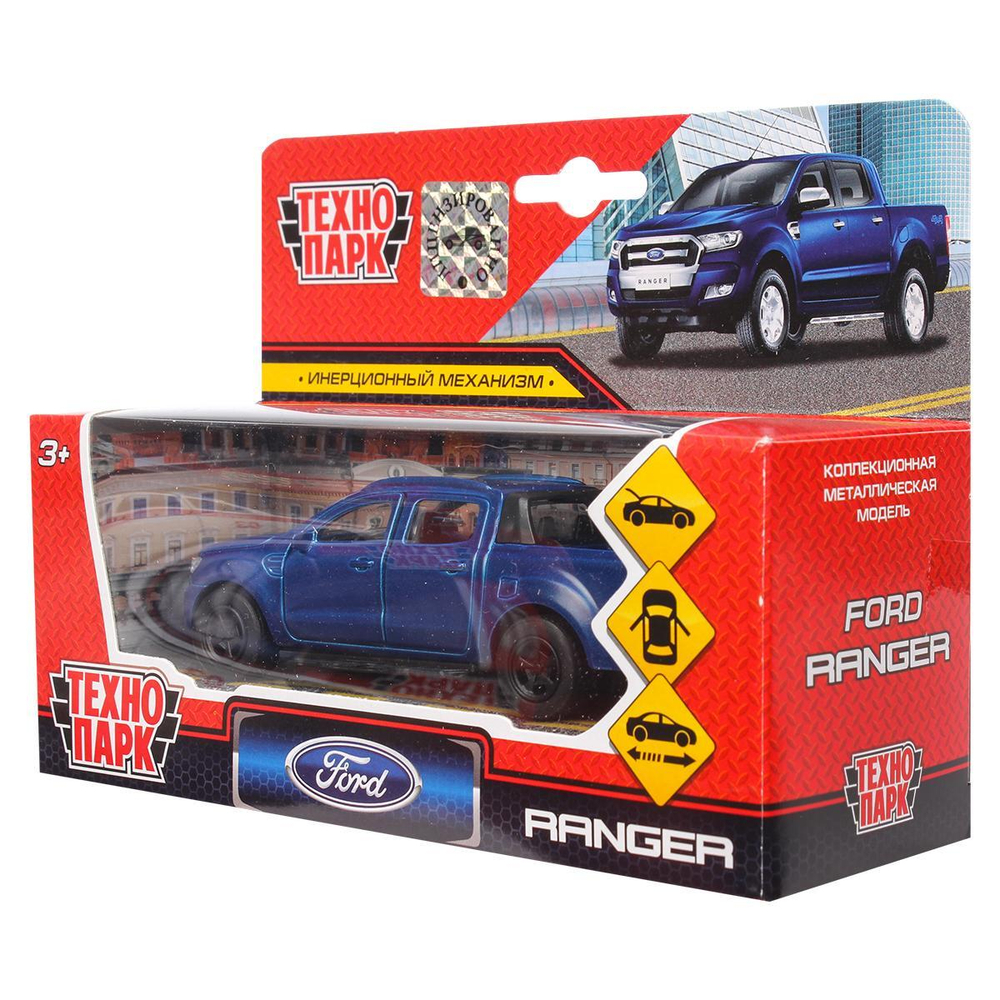 Модель ин. мет. "Ford Ranger пикап" 12см. синий, открыв. двери,коробка SB-18-09-FR-N(BU) (Технопарк)