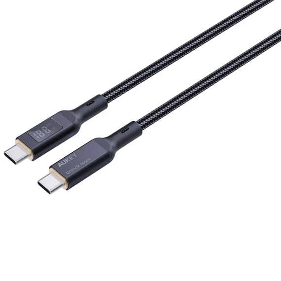 Кабель Aukey USB-C to USB-C 100 Вт 5А LCD Display 1 м (СB-MCC101) черный