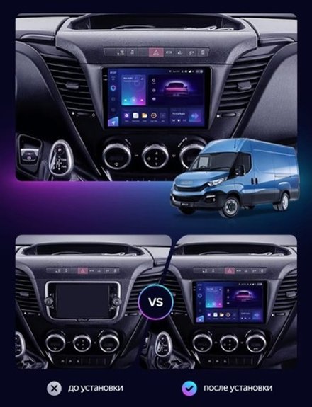 Магнитола для Iveco Daily 3 2014+ (рамка под кожу) - Teyes CC4 монитор 9.2" 2K QLED на Android 14, Snapdragon 680, DSP, CarPlay, 4G SIM-слот