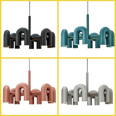 Необычная модель дизайнерской люстры в трех оттенках: черный, серый , оранжевый