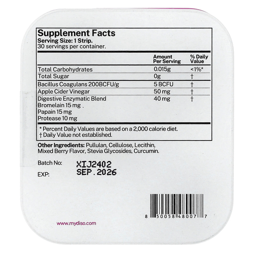 Diso, Biotic, ягодный вкус, 30 полосок для полости рта