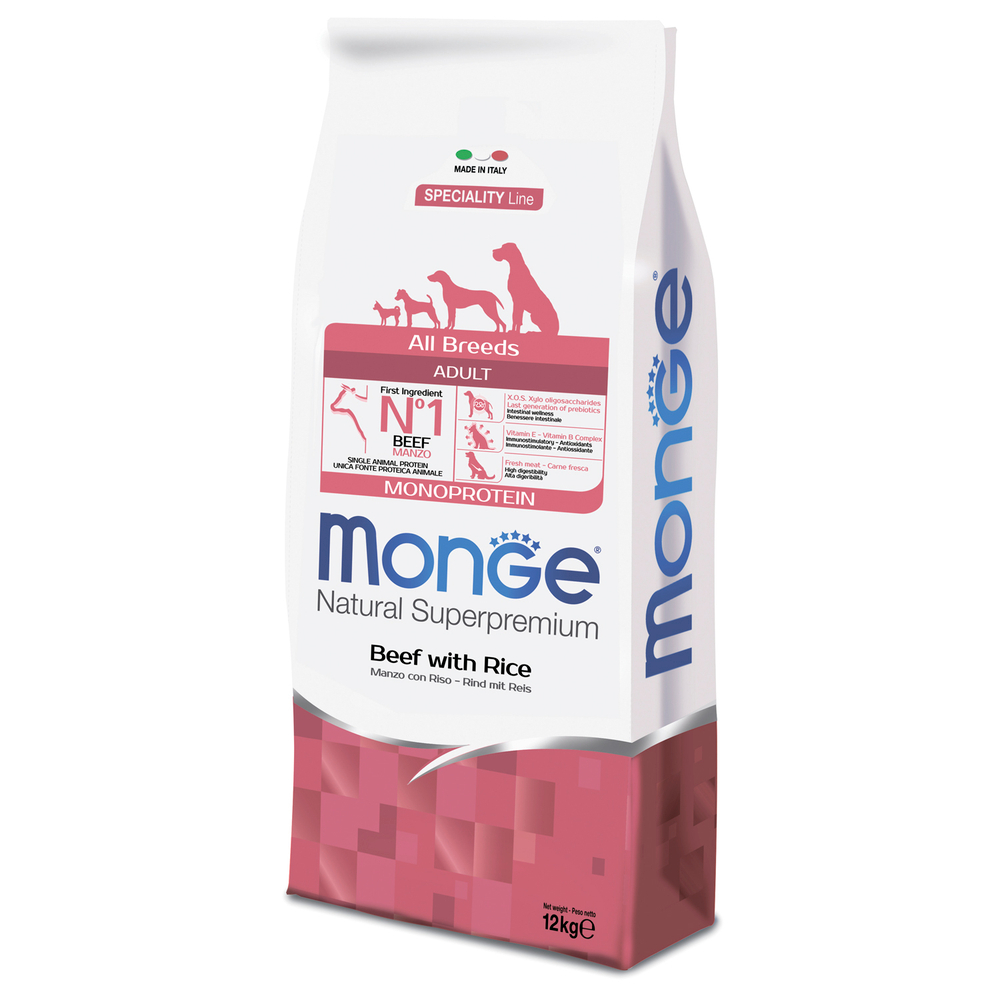 Сухой корм Monge Dog Speciality Line Monoprotein All Breeds Beef and Rice для всех пород