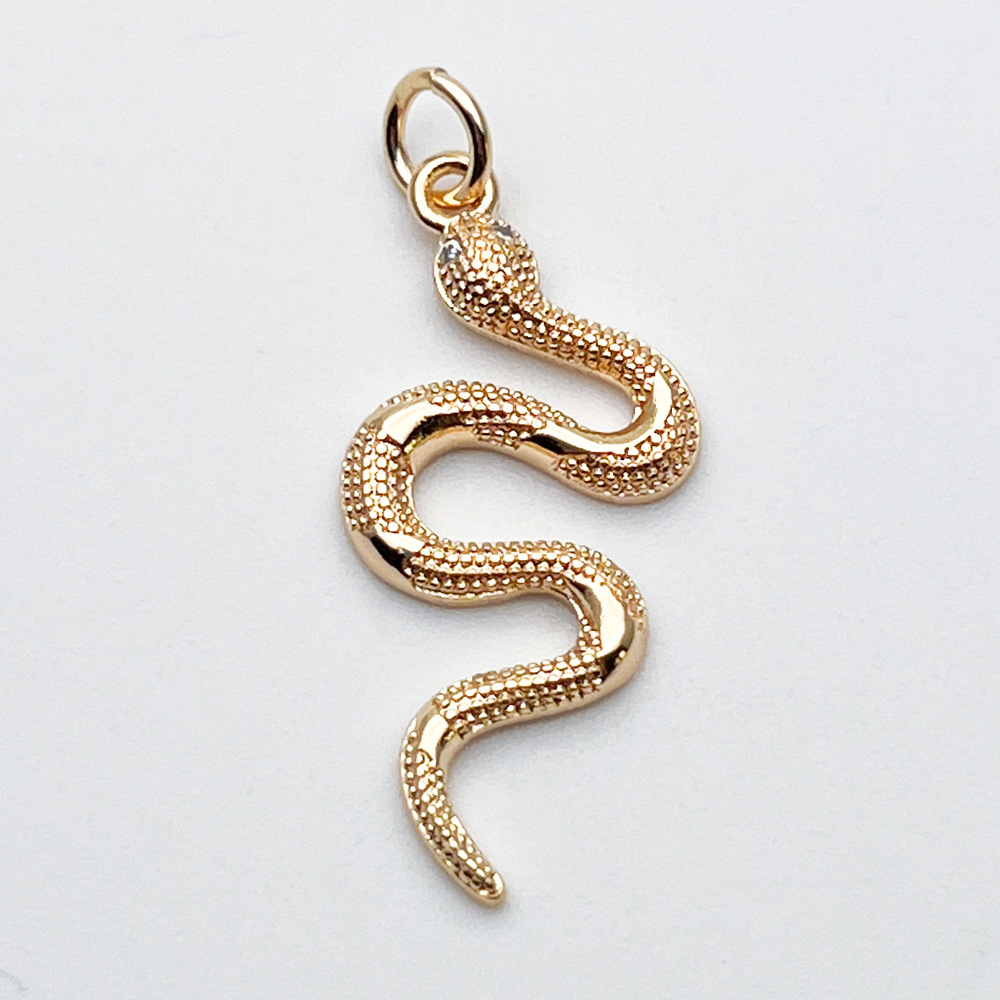 Подвеска Змея, цвет золото, фианиты, размер 27*13 мм, цена за 1 шт