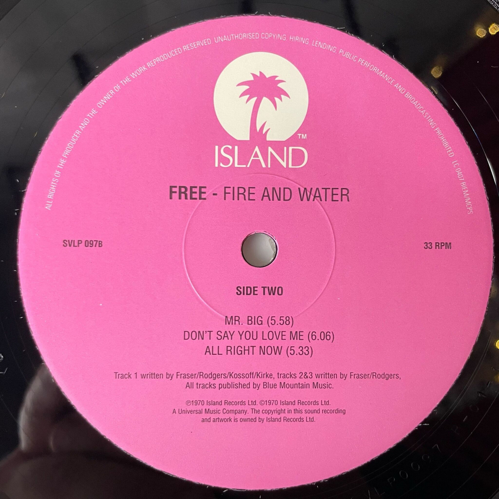 Винтажная виниловая пластинка LP Free Fire And Water (UK 2000) Simply Vinyl