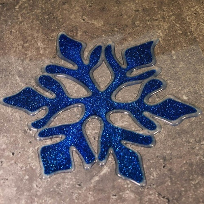 Наклейка новогодняя "Морозная снежинка" 15*20см, синий