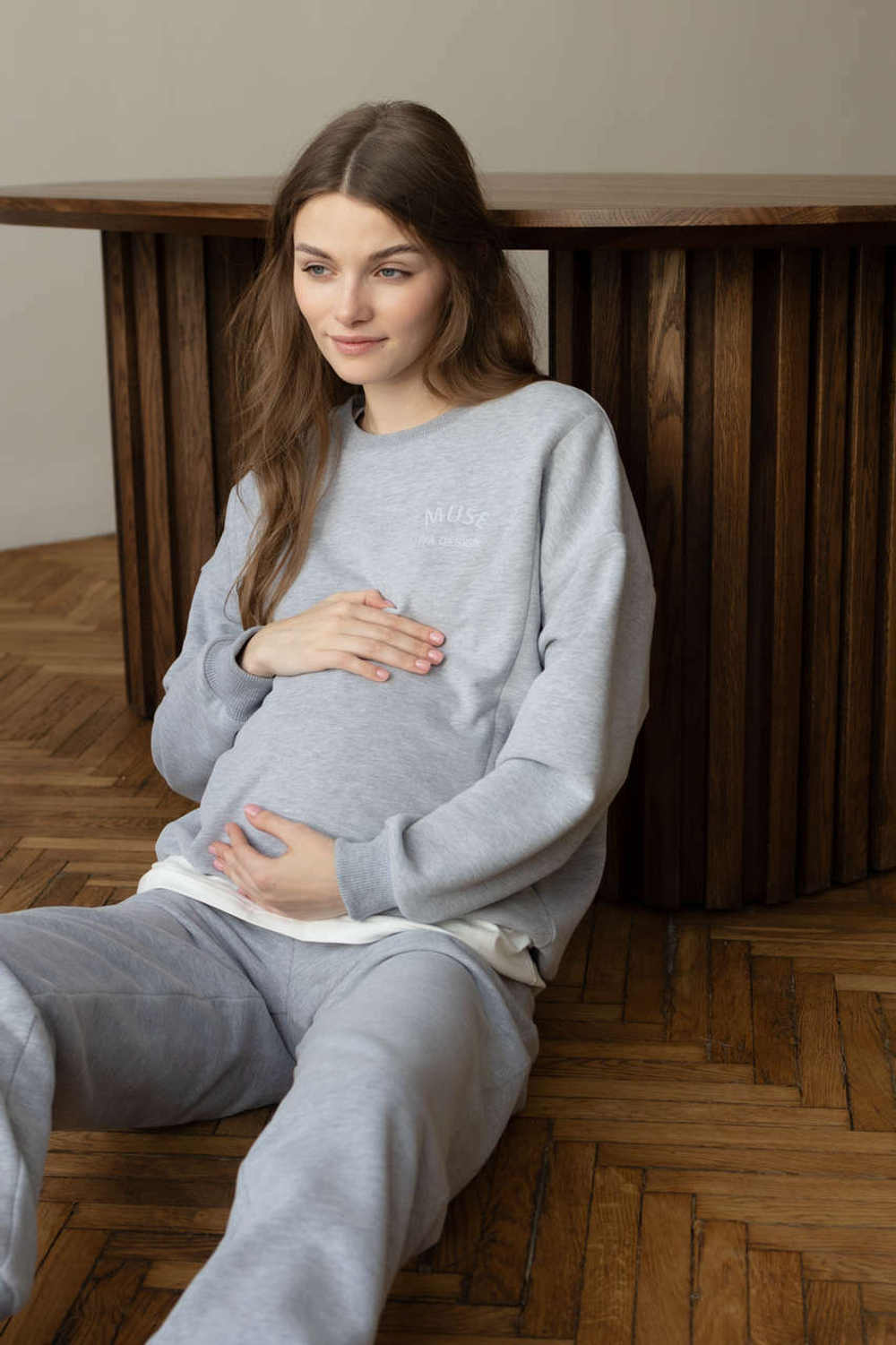 Свитшот Ритм премиум для беременных и кормящих мам, Серый меланж