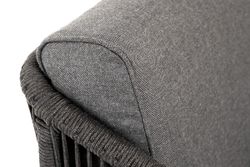 "Канны" кресло плетеное из роупа, каркас алюминий темно-серый (RAL7024) муар, роуп темно-серый круглый, ткань темно-серая 027