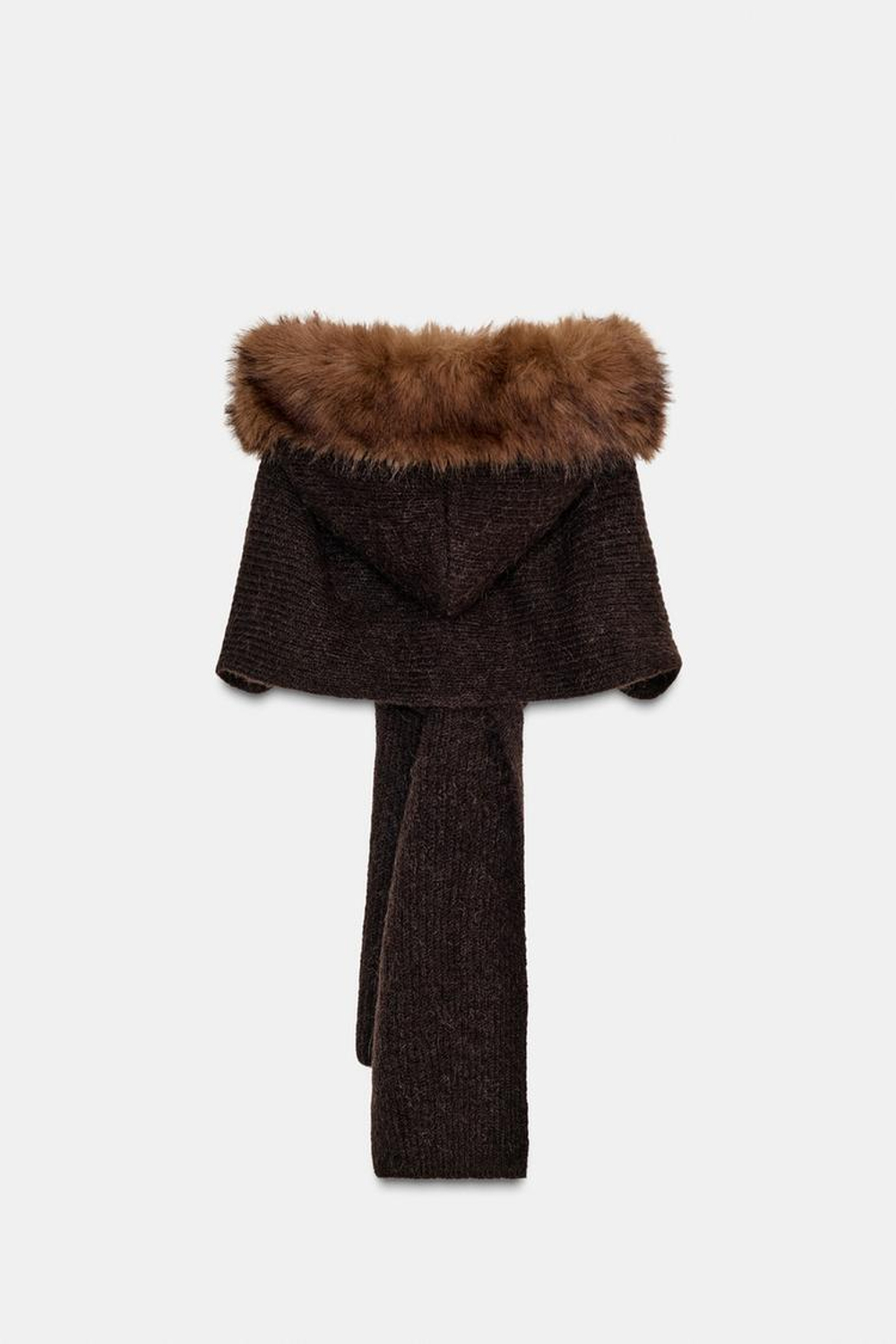 ZARA КАПЮШОН С ШАРФОМ, КОРИЧНЕВЫЙ