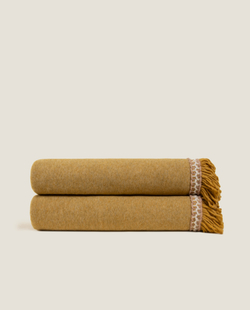 Плед 160х200 Frati Home Soft Bamboo Zafferano желтый с тесьмой Rousseau