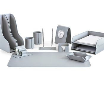 Настольный набор из кожи Cuoietto серии Business из 12 предметов (NBCGrey12.3)