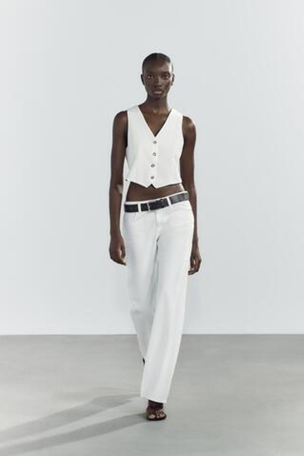 ZARA ЖИЛЕТ CUT OUT, ЭКРЮ