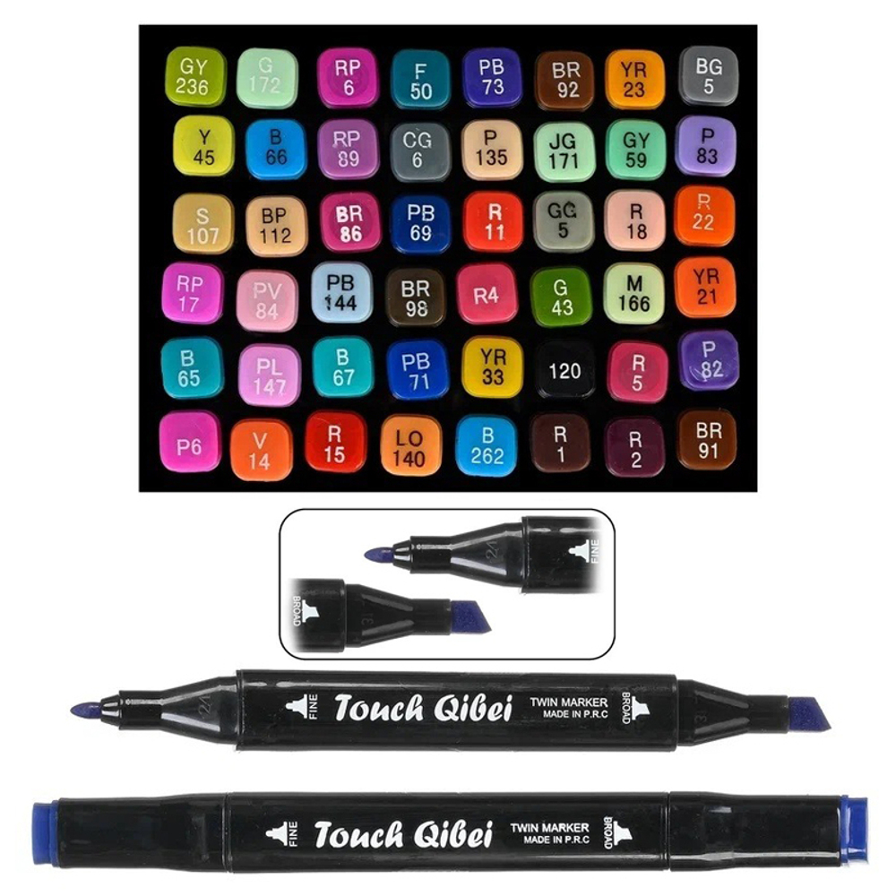 Маркер для скетчинга, двусторонние, Touch Aibao, четырёхгранные, 13 мм, спиртовые, 48 шт