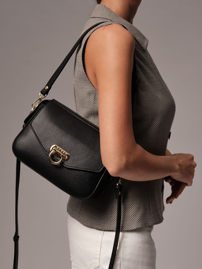 Сумка кожаная через плечо черная