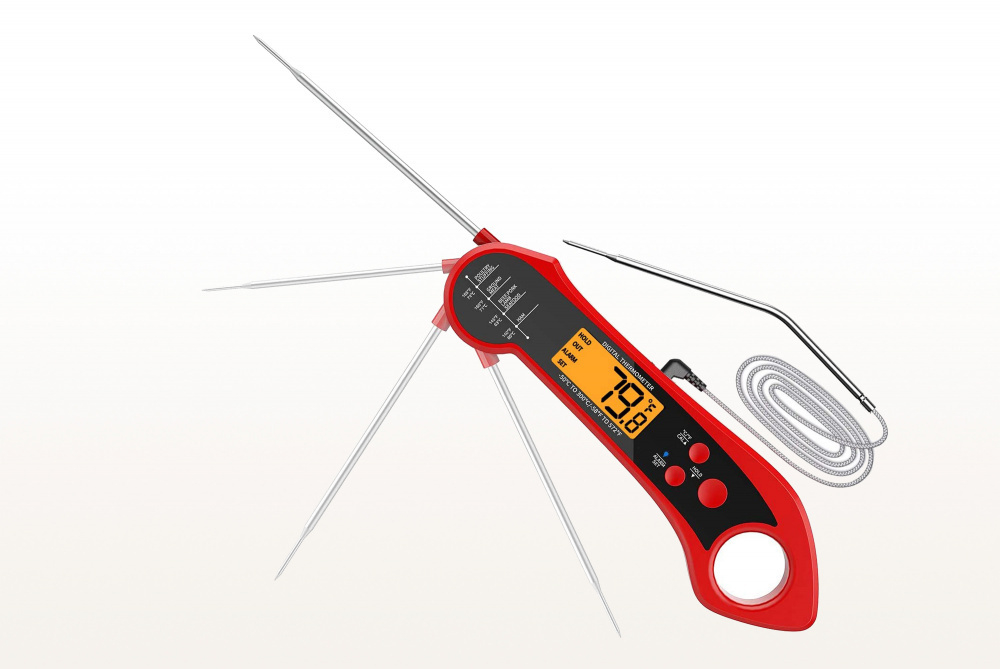 Цифровой термометр Model 2, складной, с дополнительным подключаемым щупом, красный