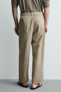 ZARA ХЛОПКОВЫЕ БРЮКИ RELAXED FIT, РЫЖЕВАТО-КОРИЧНЕВЫЙ