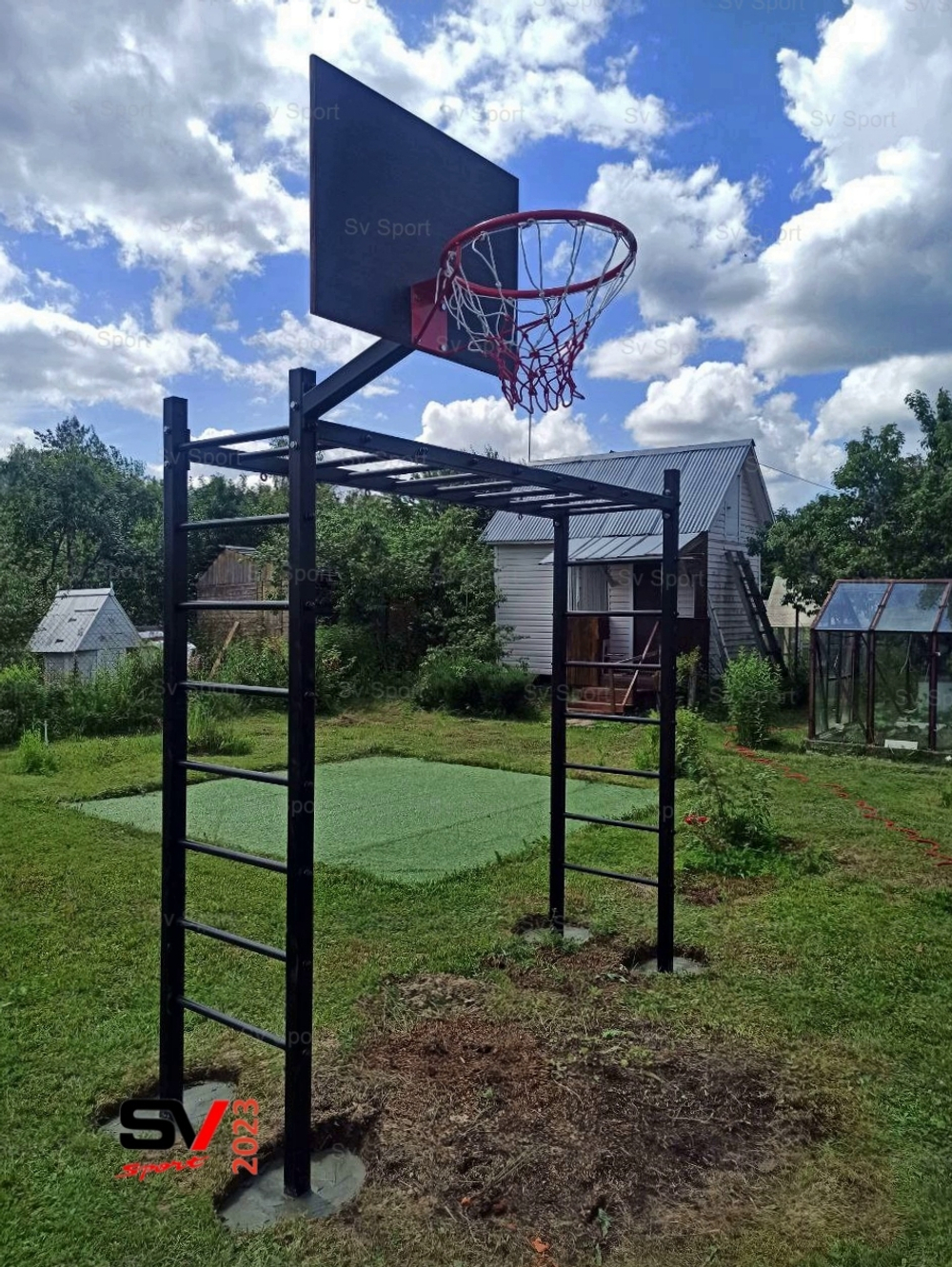 Монтаж уличной шведской стенки Sv Sport Рукоход (4 вертикальных столба)