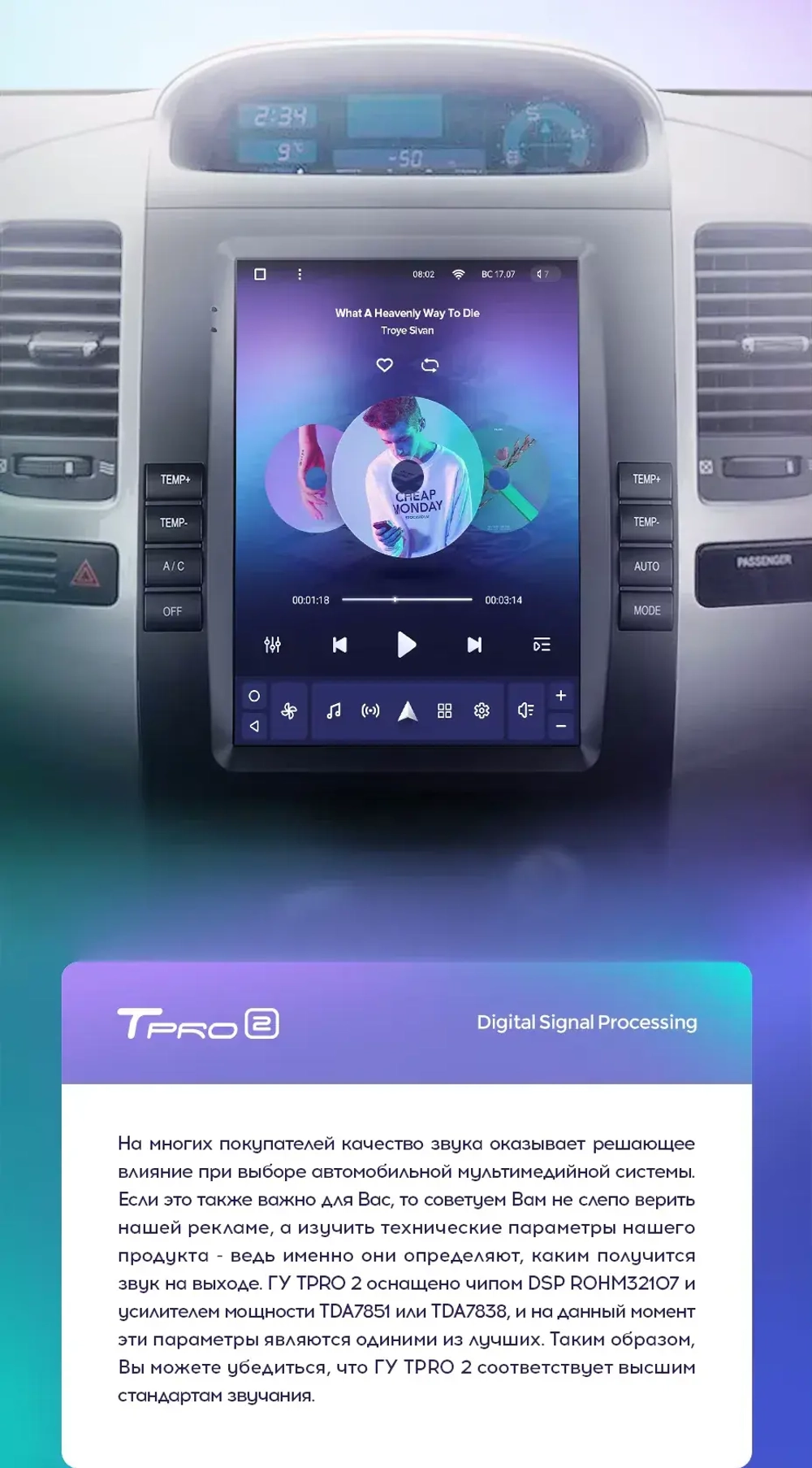 Магнитола для Lexus GX470 J120, Toyota Land Cruiser Prado 120 (климат на ШГУ) - Teyes TPRO 2 монитор 9.7" в стиле "Тесла" на Android 10, 4G SIM-слот