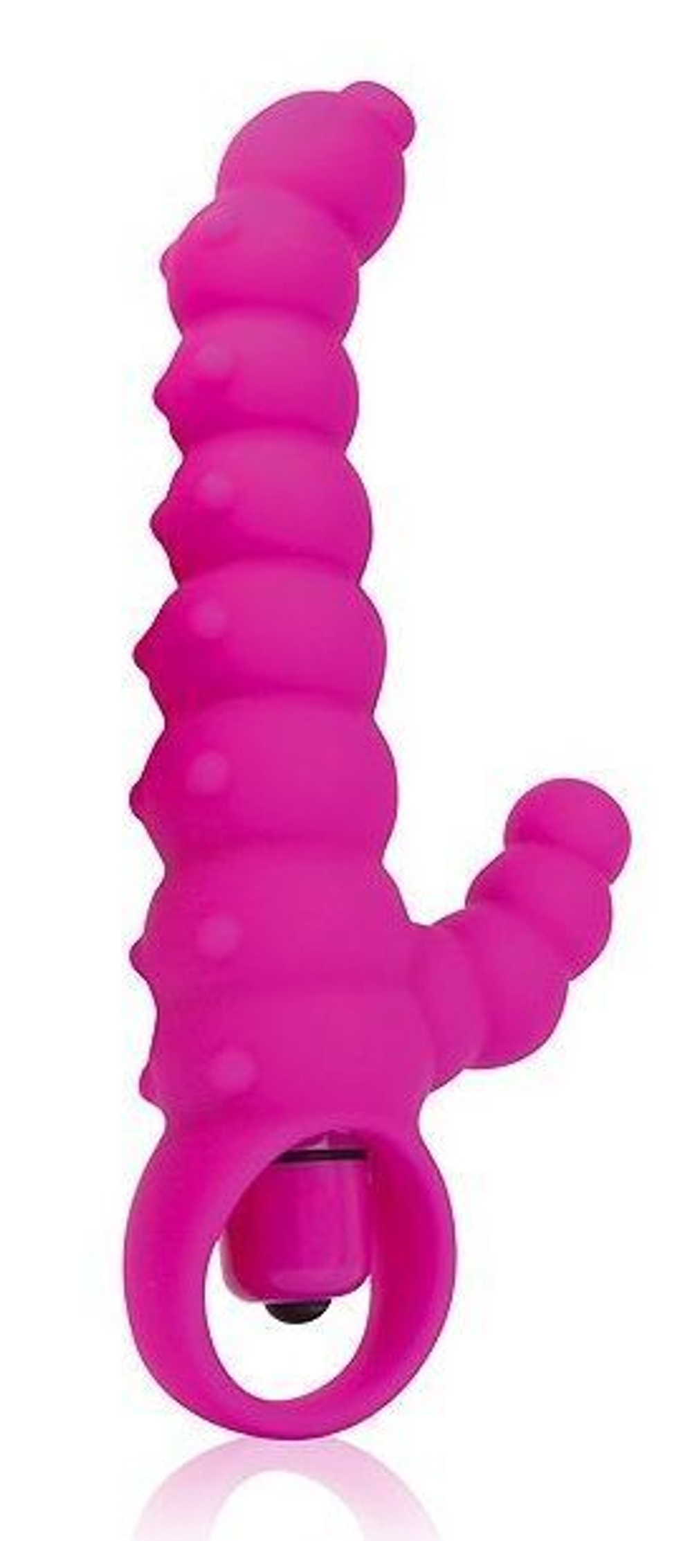 Розовый силиконовый рельефный вибромассажер - 11,5 см. (Цвет: розовый)