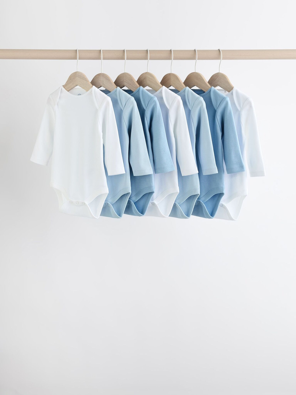 Боди с длинным рукавом для малышей Next K79-692, 7 шт., Белый, Голубой