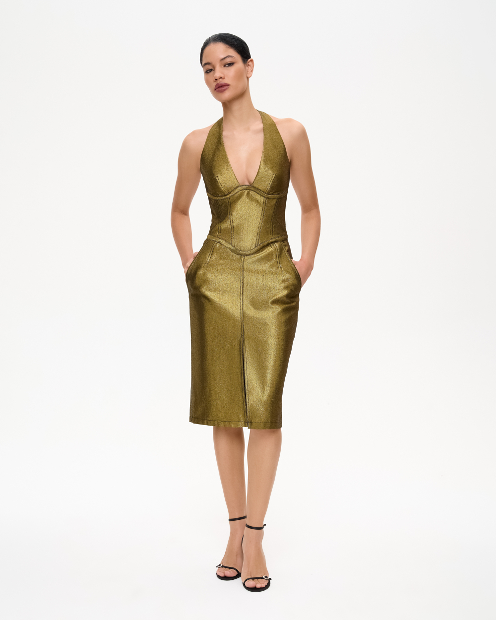 Платье миди из денима