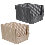 Корзинка для хранения Лофт10л штабелируемая серый, латте