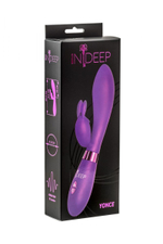 Фиолетовый вибратор Yonce с клиторальным зайчиком - 20,5 см.