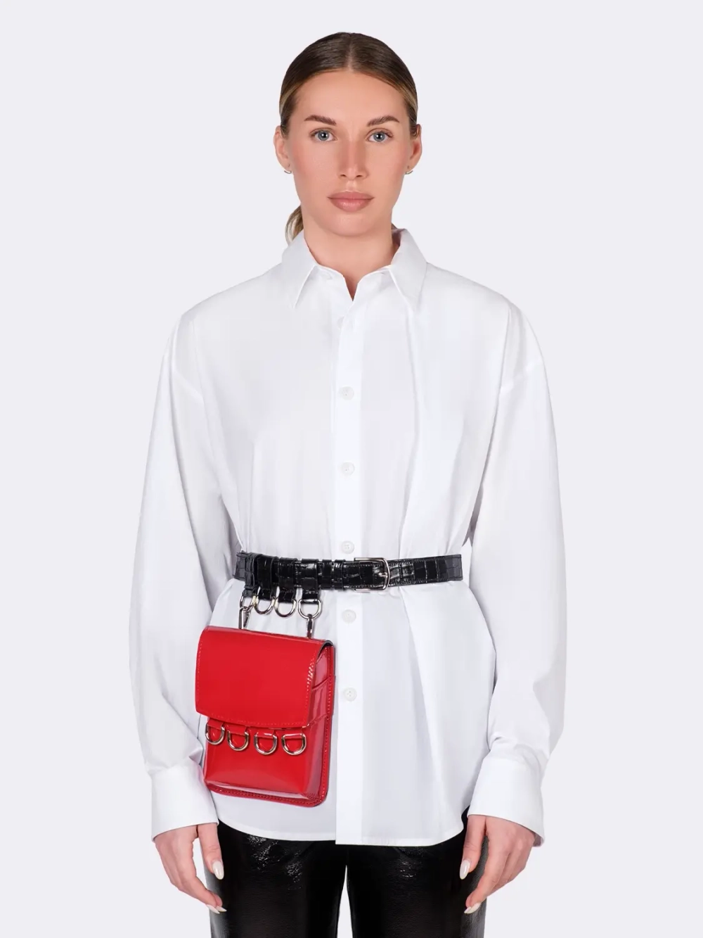 Сумка поясная кожаная "Красный лак" OLA OLA