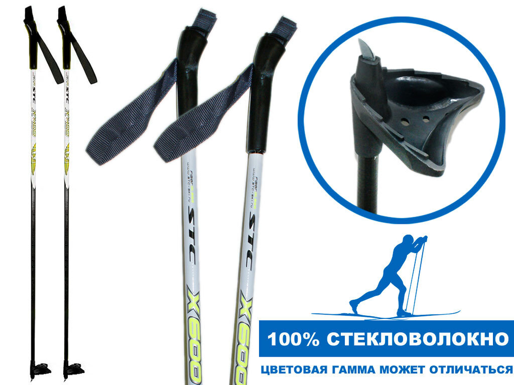Палки лыжные стеклопластиковые TREK Universal ЦСТ 160см  yellow